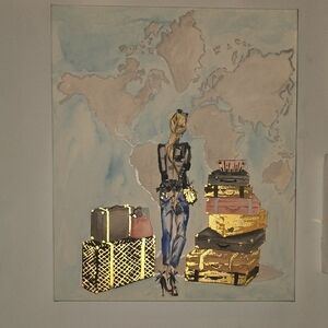 Blue and Cream Fiber Art Illustration